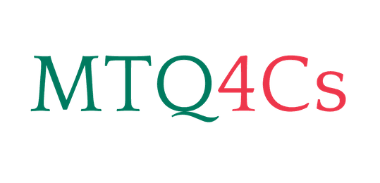 Logo displaying the text MTQ4Cs in green and red font on a transparent background.